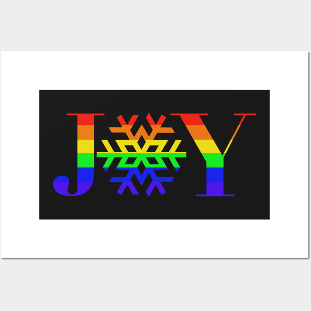 JOY - Rainbow Snowflake - on Black Wall Art by JossSperdutoArt